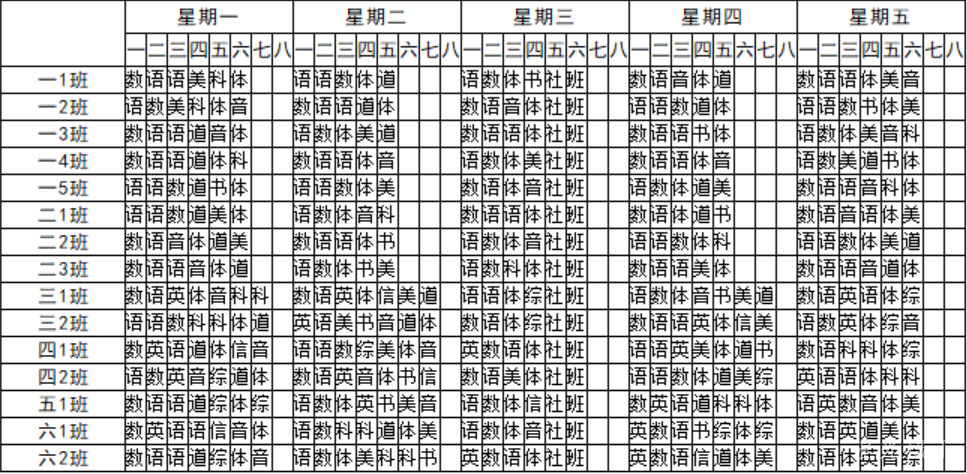 2 总课表