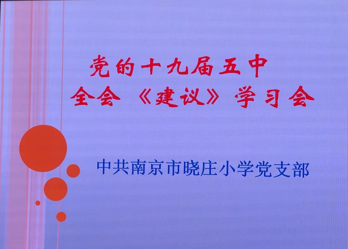 【知行晓庄】晓庄小学党支部召开党的十九届五中全会 《建议》学习会