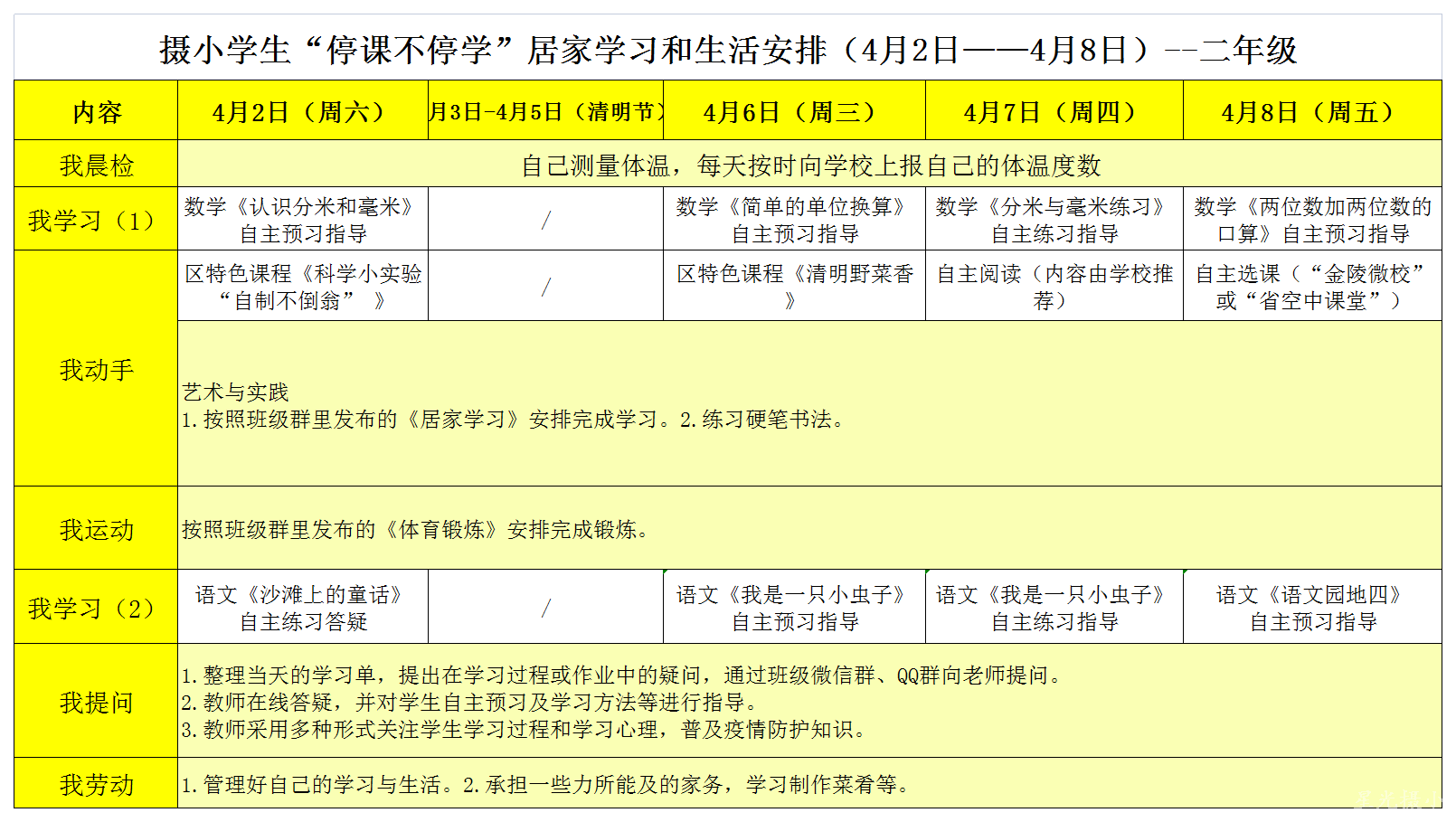 【二年级】摄小学生“停课不停学”居家学习和生活安排（4月2日——4月8日）_A1F10.png