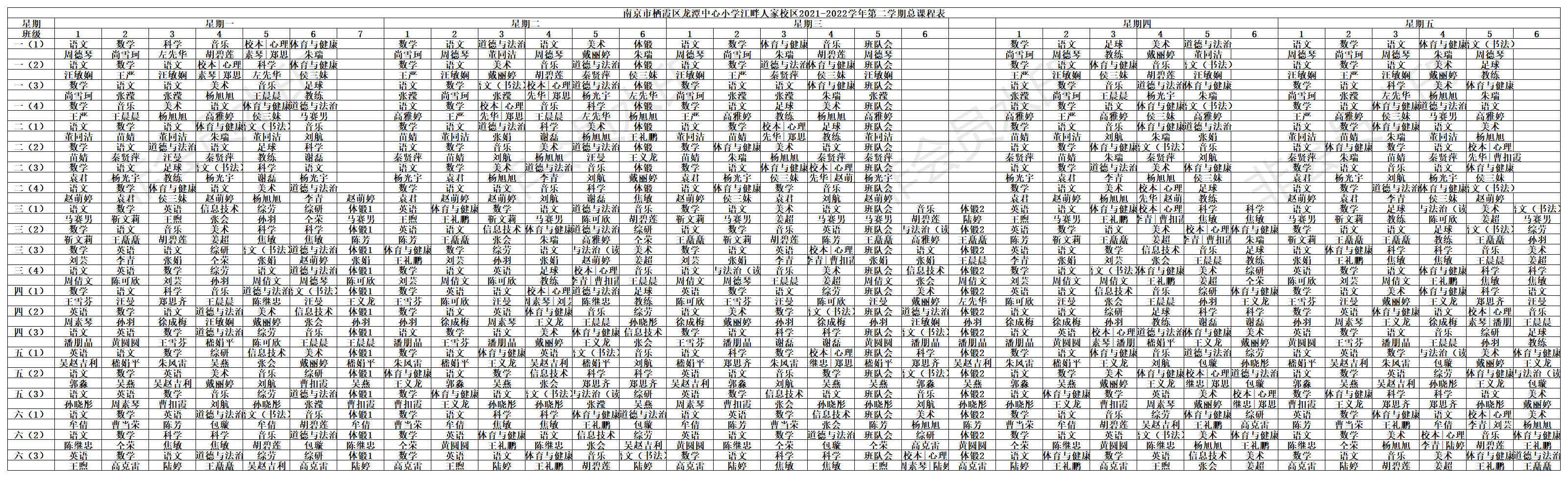 龙潭中心小学江畔人家校区2021—2022学年第二学期总课表.png