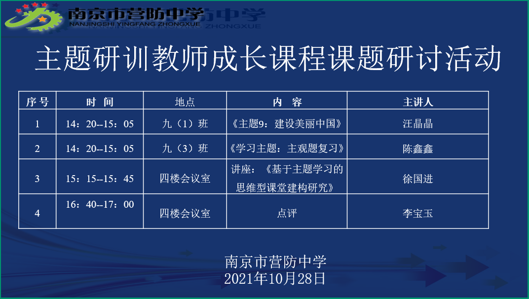 【尊荣营中】主题研训 教学相长  ——栖霞区道德与法治主题研训活动在营防中学举行