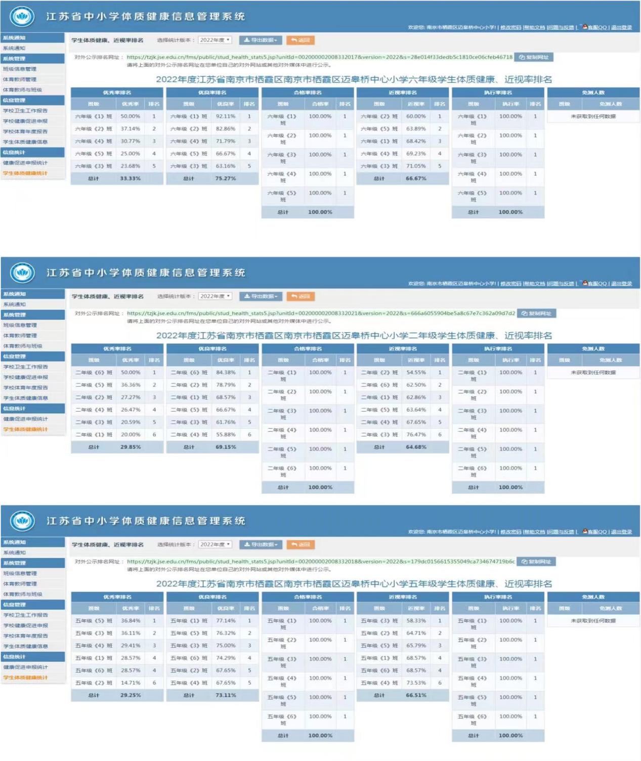南京市迈皋桥中心小学体测优秀、良好、合格、不合格、近视、未上报率截图公示_html_m3f44d386.jpg