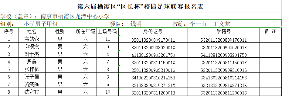 龙潭中心小学足球校队