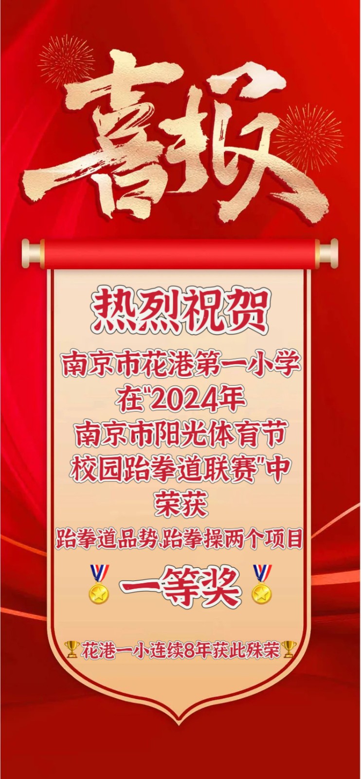 【花港一小】喜报 —— 南京市花港第一小学跆拳道再获市一等奖