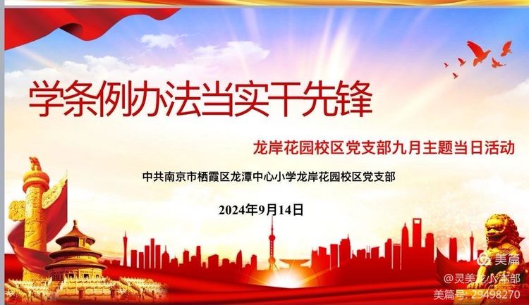 【灵美龙小·党建】学条例办法 当实干先锋——龙潭中心小学龙岸花园校区党支部