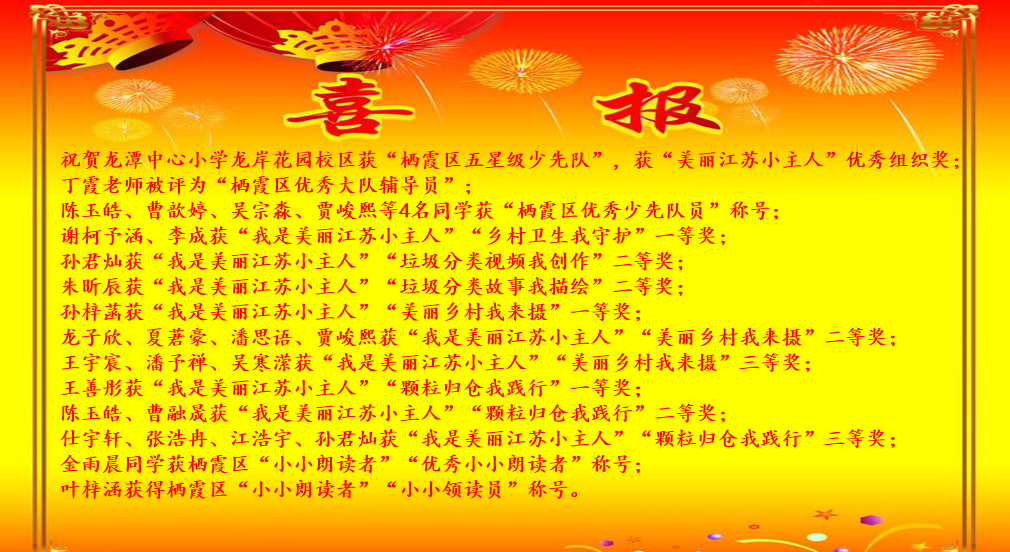 【灵美龙小·龙岸】喜报——龙潭中心小学龙岸花园校区少先队成果展